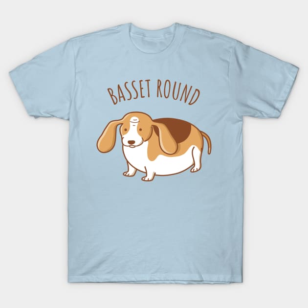 Round Basset Hound T-Shirt by Wlaurence